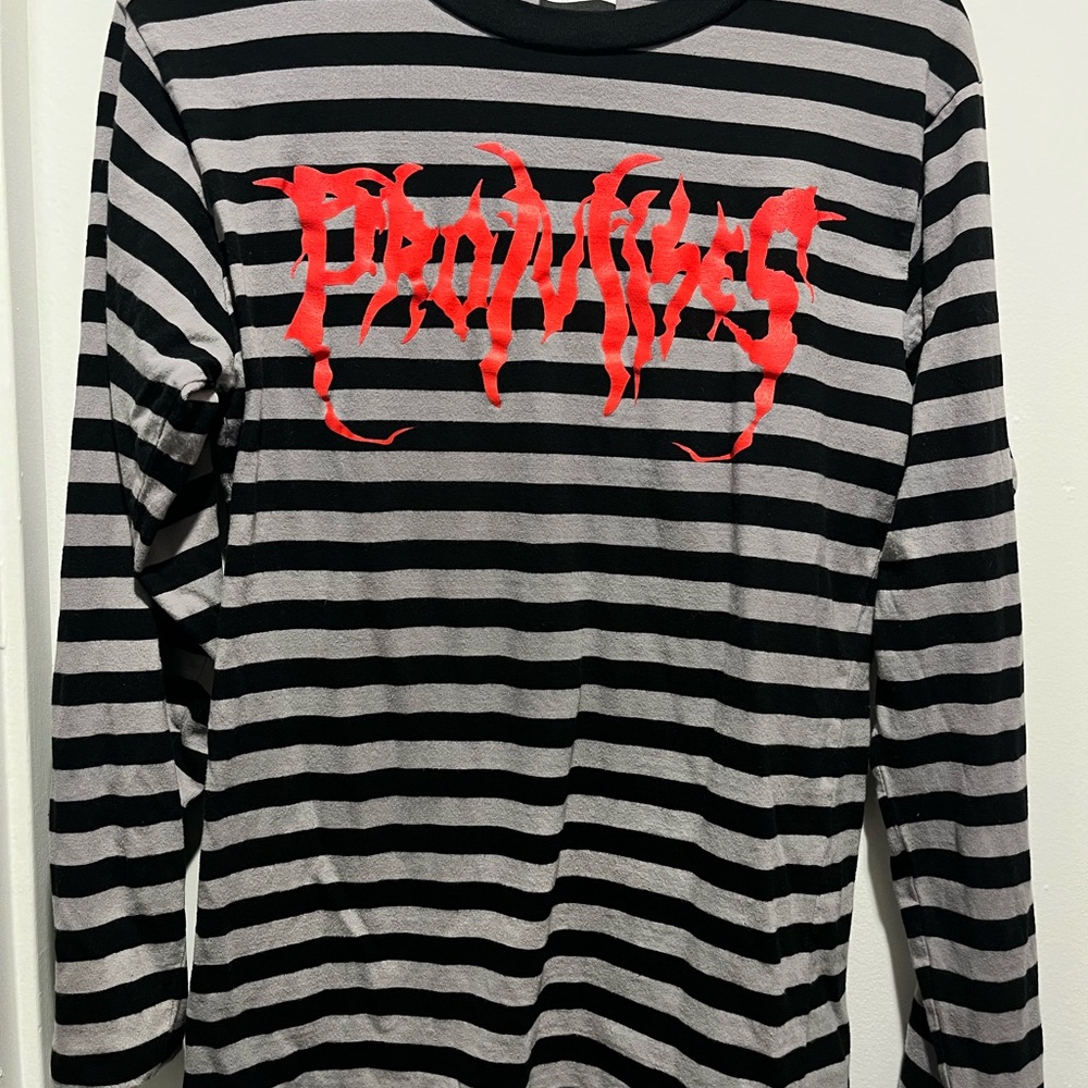 Broken Promises Black and Gray Striped Long Sleeve Tee